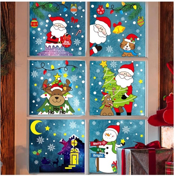 $1 bundle- New! Cute Christmas Window Sticker Decorations (6 Sets) - Picture 3 of 4